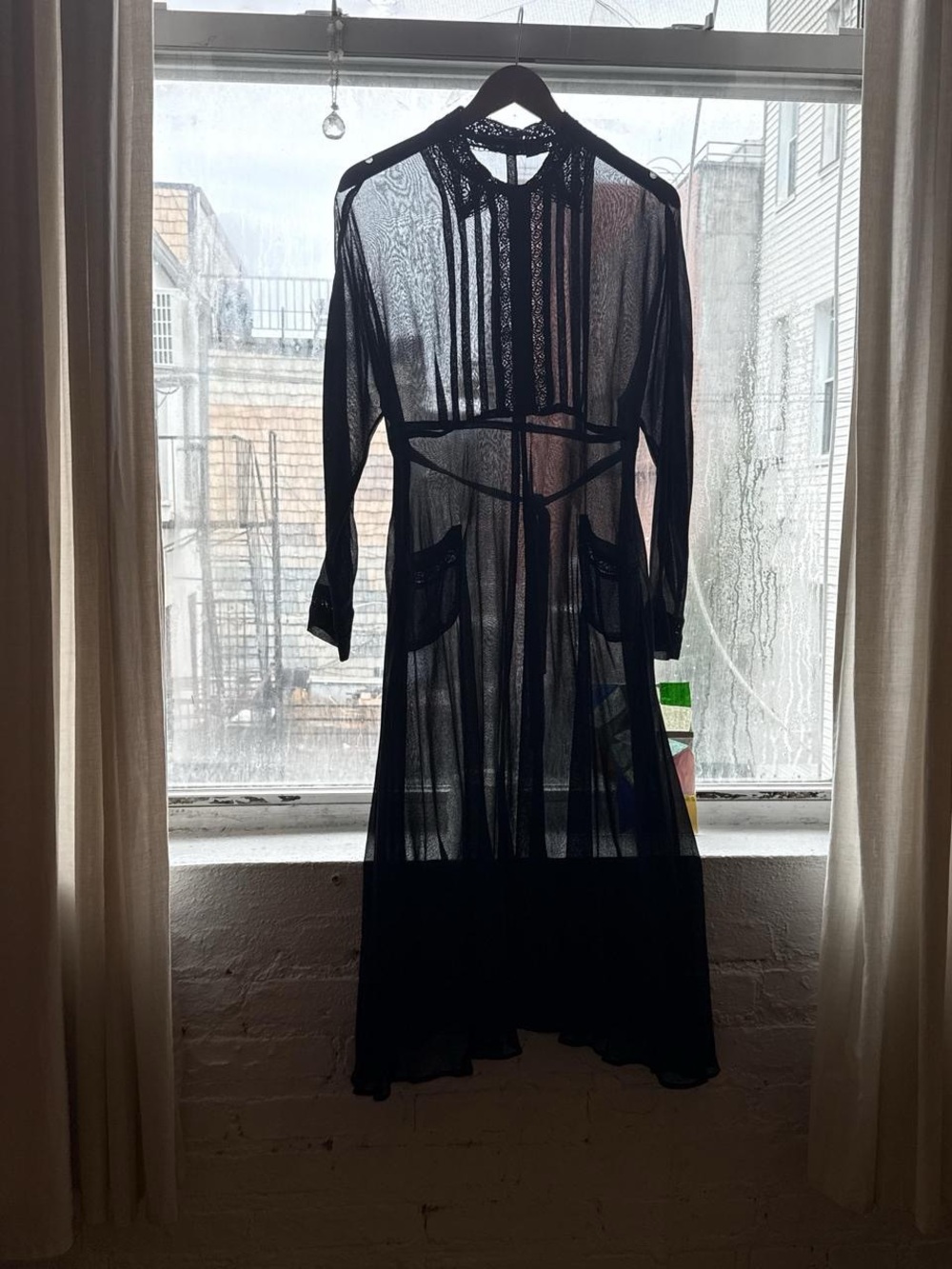 Vintage sheer mesh dress with lace detailing